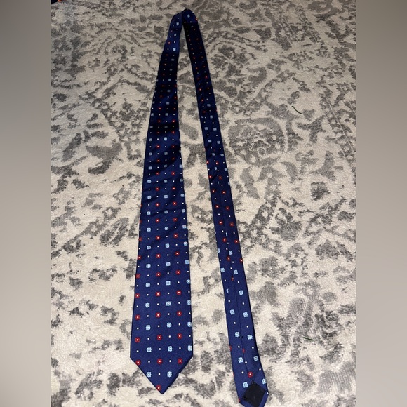 Brooks Brothers Men’s Blue Red Geometric tie - Picture 2 of 2